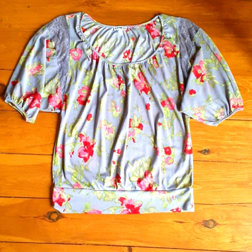 Express Medium sheer floral blouse